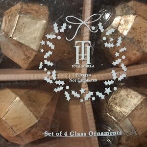 Total Home Gold Glass Ornaments Set
